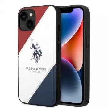 U.S. POLO ASSN. Tricolor Embossed backcover voor Apple iPhone 14 Plus / 15 Plus 6,7 inch - wit
