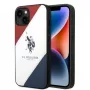 U.S. POLO ASSN. Tricolor Embossed backcover voor Apple iPhone 14 Plus / 15 Plus 6,7 inch - wit