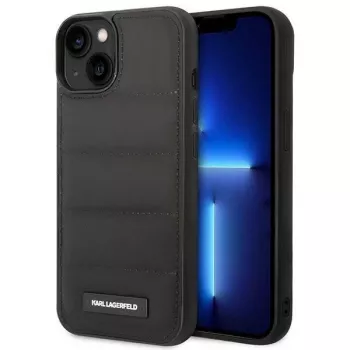 Karl Lagerfeld KLHCP14SPSQAK Puffy Elongated Logo hardcase voor Apple iPhone 13/14/15 6,1 inch - zwart