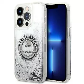 Karl Lagerfeld iPhone 14 Pro 6,1 inch hardcase Liquid Glitter RSG zilver