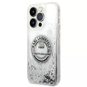 Karl Lagerfeld KLHCP14XLCRSGRS Liquid Glitter Hard Case voor Apple iPhone 14 Pro Max 6,7 inch zilver