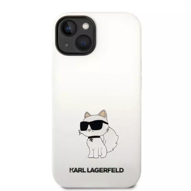 Karl Lagerfeld KLHMP14MSNCHBCH Hardcase silicone MagSafe Case voor iPhone 14 Plus / 15 Plus 6,7 inch wit Choupette
