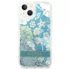 Guess GUHCP14SLFLSN Flower Liquid Glitter Hard Case voor Apple iPhone 13 / 14 / 15 6,1 inch - groen
