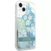 Guess GUHCP14SLFLSN Flower Liquid Glitter Hard Case voor Apple iPhone 13 / 14 / 15 6,1 inch - groen