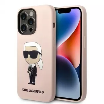 Karl Lagerfeld KLHCP14XSNIKBCP Ikonik siliconen hardcase voor iPhone 14 Pro Max 6,7 inch roze