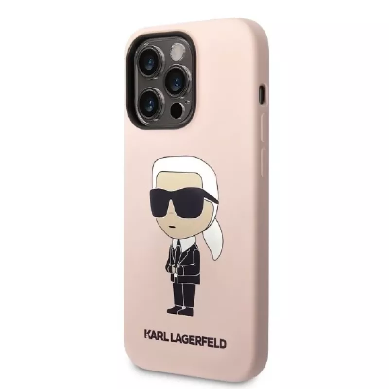Karl Lagerfeld KLHCP14XSNIKBCP Ikonik siliconen hardcase voor iPhone 14 Pro Max 6,7 inch roze