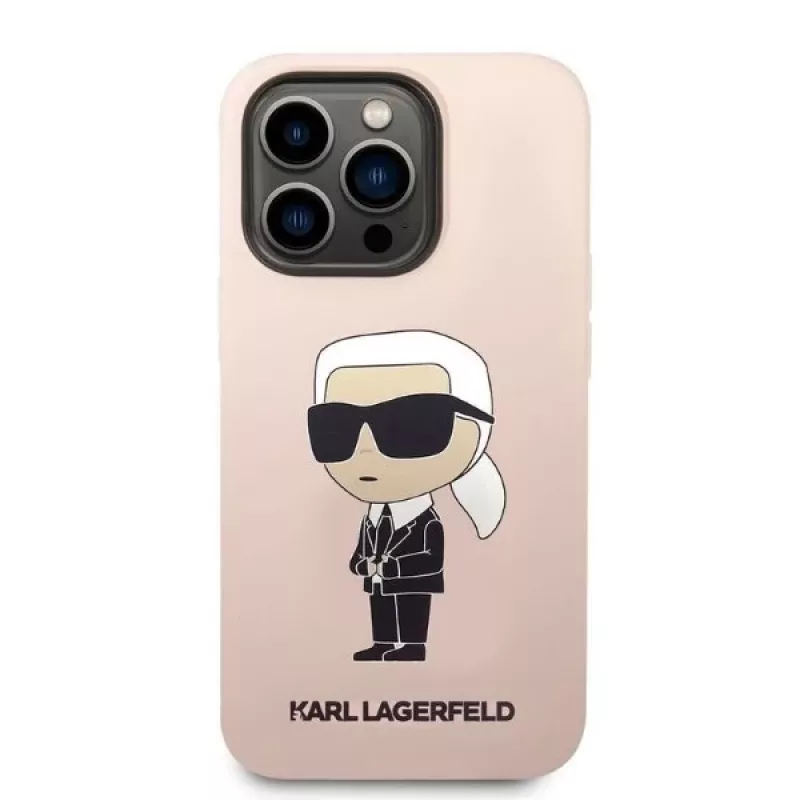 Karl Lagerfeld KLHCP14XSNIKBCP Ikonik siliconen hardcase voor iPhone 14 Pro Max 6,7 inch roze
