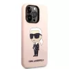 Karl Lagerfeld KLHCP14XSNIKBCP Ikonik siliconen hardcase voor iPhone 14 Pro Max 6,7 inch roze