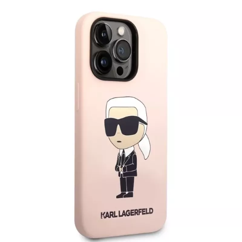 Karl Lagerfeld KLHCP14XSNIKBCP Ikonik siliconen hardcase voor iPhone 14 Pro Max 6,7 inch roze