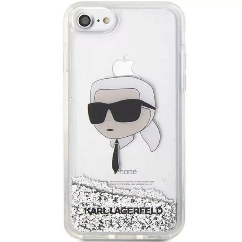 Karl Lagerfeld KLHCI8LNKHCH hardcase Glitter Karl Head voor iPhone 7/8/SE 2020/SE 2022, zilver