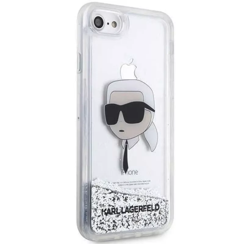 Karl Lagerfeld KLHCI8LNKHCH hardcase Glitter Karl Head voor iPhone 7/8/SE 2020/SE 2022, zilver