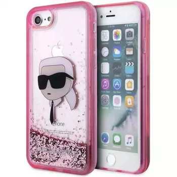 Karl Lagerfeld KLHCI8LNKHCP hardcase Glitter Karl Head voor iPhone 7/8/SE 2020/SE 2022, roze