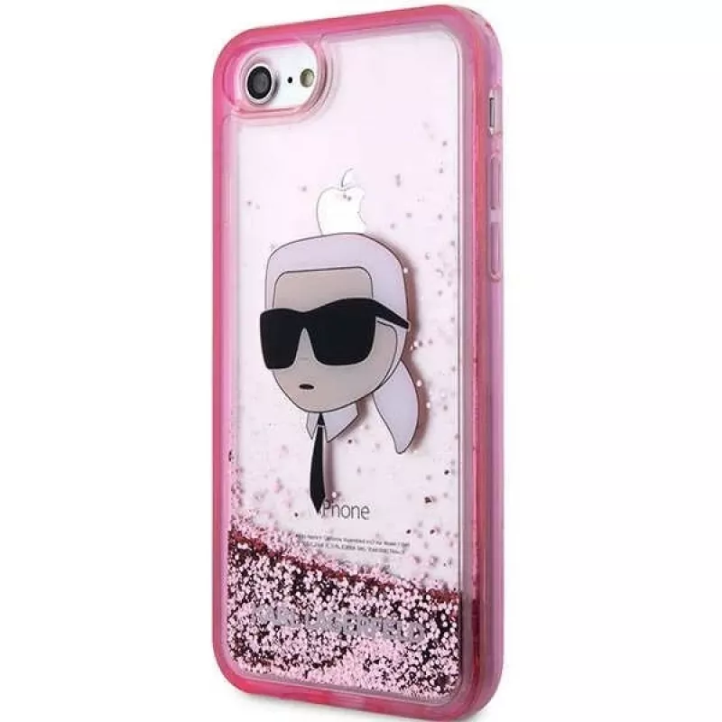 Karl Lagerfeld KLHCI8LNKHCP hardcase Glitter Karl Head voor iPhone 7/8/SE 2020/SE 2022, roze