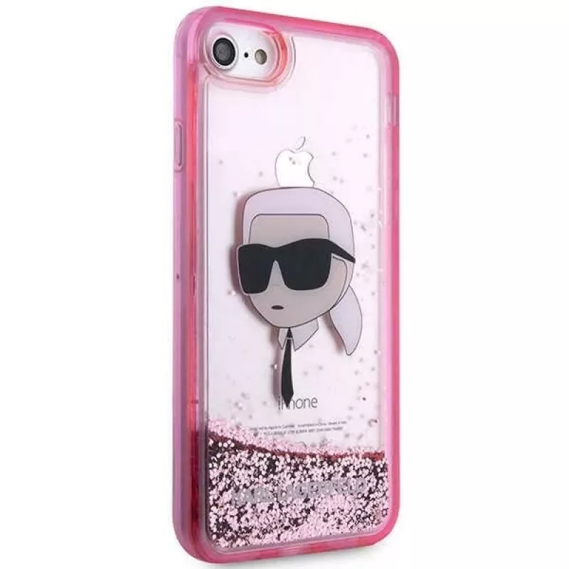 Karl Lagerfeld KLHCI8LNKHCP hardcase Glitter Karl Head voor iPhone 7/8/SE 2020/SE 2022, roze