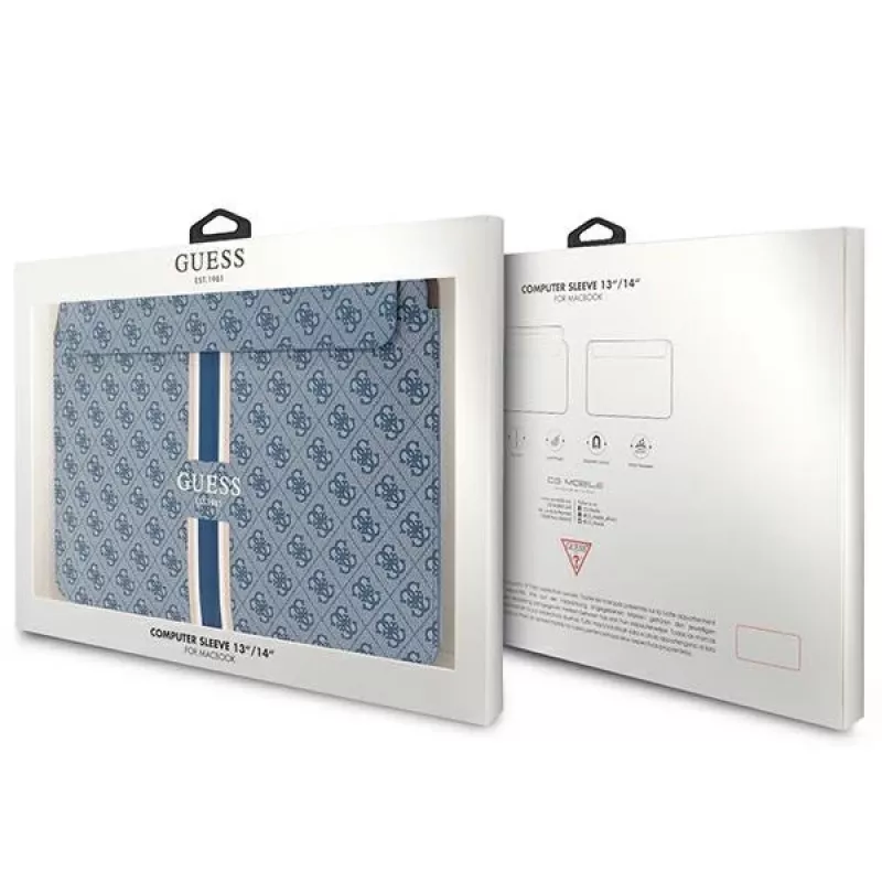 Guess Sleeve GUCS14P4RPSB 14 inch blauw 4G Printed Stripes laptophoes