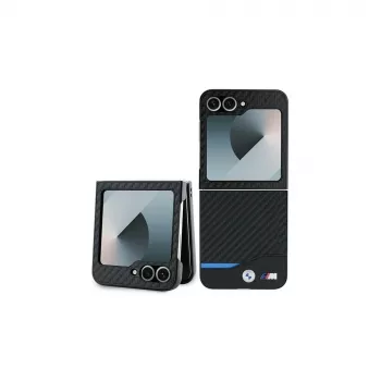 BMW Hardcase Carbon Blue Line voor Samsung Galaxy Z Flip6 / Z Flip7 FE - zwart