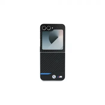 BMW Hardcase Carbon Blue Line voor Samsung Galaxy Z Flip6 / Z Flip7 FE - zwart
