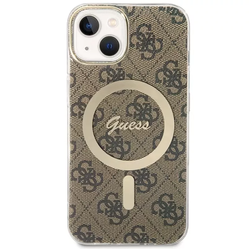 Guess GUHMP13MH4STW iPhone 13 / 14 / 15 6,1 inch bruin Hardcase met MagSafe