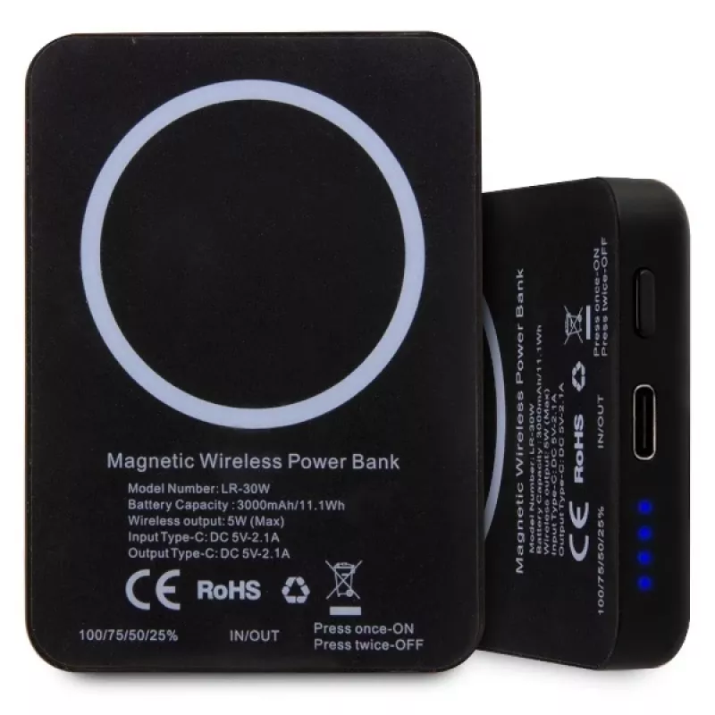 Karl Lagerfeld Ikonik MagSafe draadloze powerbank 3000mAh zwart