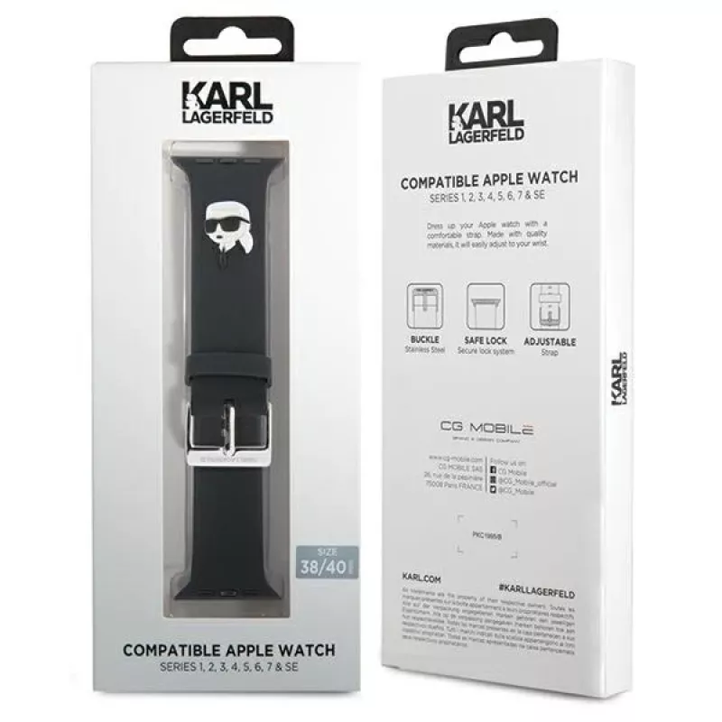 Karl Lagerfeld 3D Rubber Karl Head armband voor Apple Watch 38/40/41mm zwart