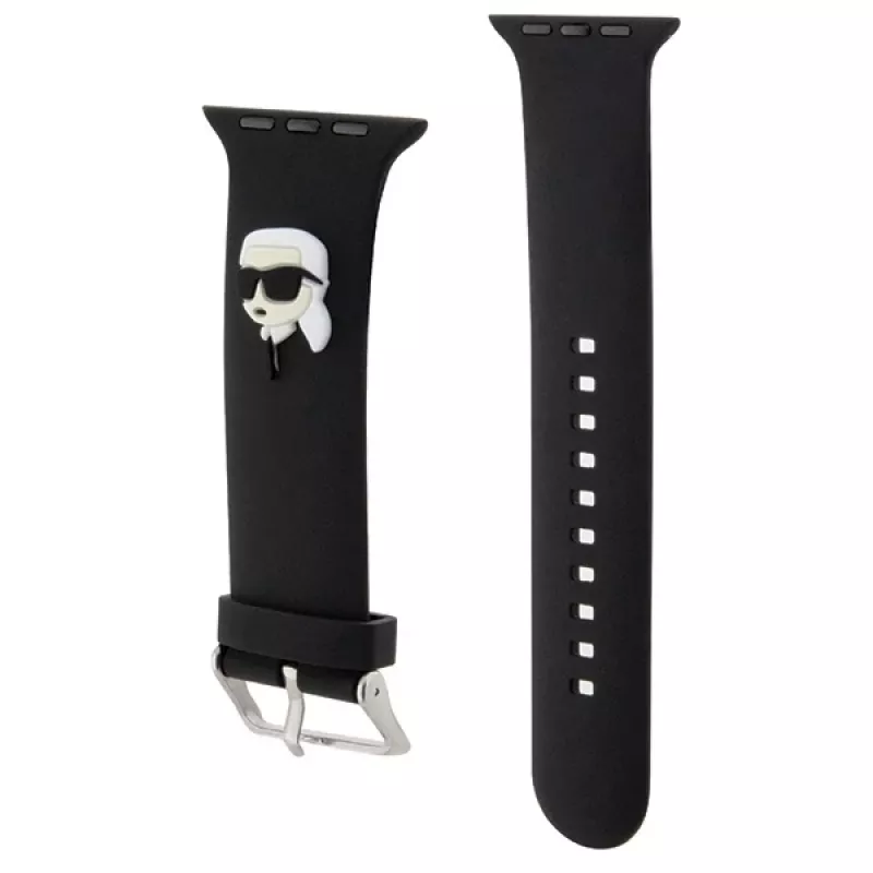 Karl Lagerfeld 3D Rubber Karl Head watch strap voor Apple Watch 42/44/45/49mm zwart