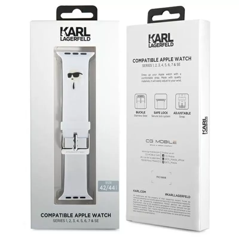 Karl Lagerfeld 3D Rubber Karl Head Apple Watch armband 42/44/45/49mm wit
