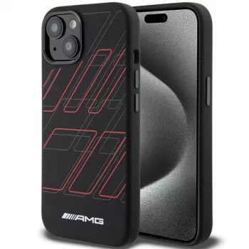 AMG AMHMP15M23SSPK Hardcase siliconen groot ruitpatroon MagSafe voor iPhone 15 Plus / 14 Plus 6.7 zwart
