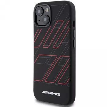 AMG AMHMP15M23SSPK Hardcase siliconen groot ruitpatroon MagSafe voor iPhone 15 Plus / 14 Plus 6.7 zwart