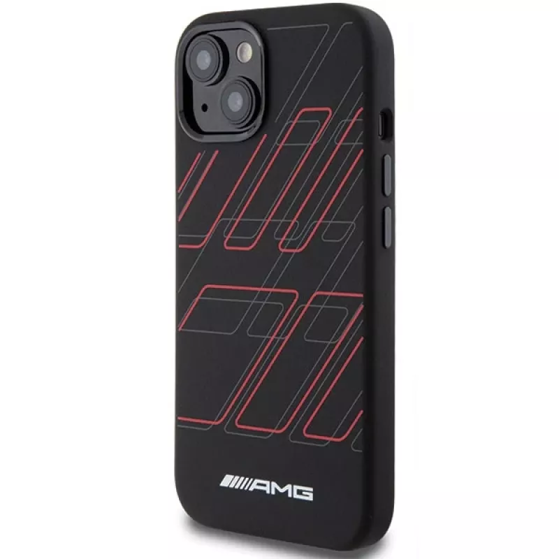 AMG AMHMP15M23SSPK Hardcase siliconen groot ruitpatroon MagSafe voor iPhone 15 Plus / 14 Plus 6.7 zwart