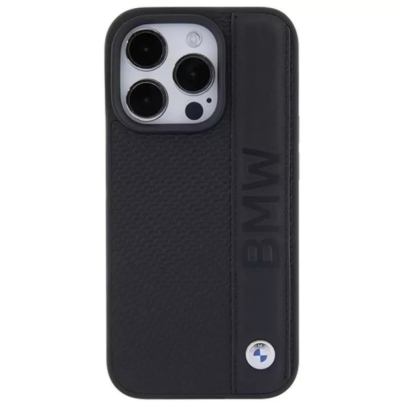 BMW M Collection iPhone 15 Pro Max 6,7 inch zwart Hardcase leder textured & stripe