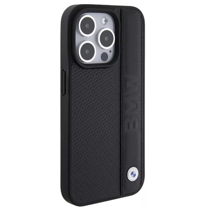 BMW M Collection iPhone 15 Pro Max 6,7 inch zwart Hardcase leder textured & stripe