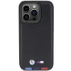 BMW Leather Stamp Tricolor Case voor iPhone 15 Pro 6,1 inch zwart