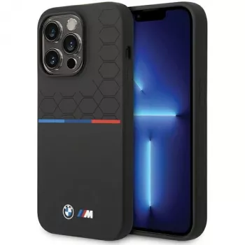 BMW siliconen Pattern Case voor Apple iPhone 15 Pro 6,1 inch zwart