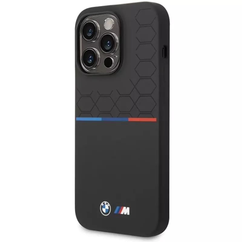 BMW siliconen Pattern Case voor Apple iPhone 15 Pro 6,1 inch zwart