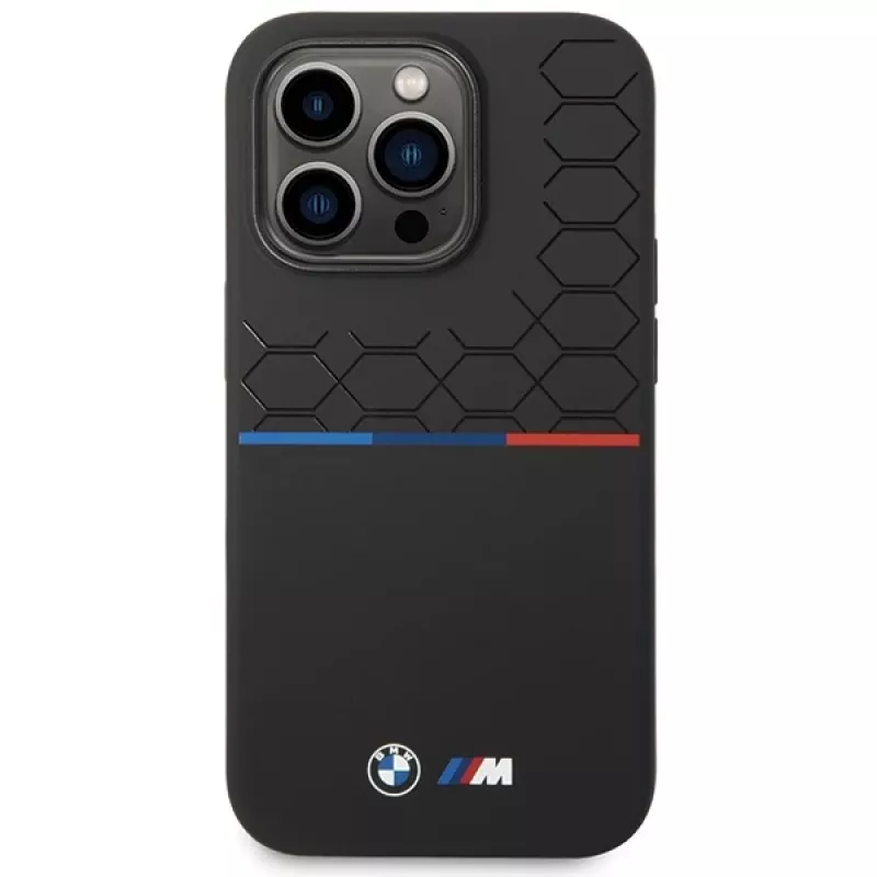 BMW siliconen Pattern Case voor Apple iPhone 15 Pro 6,1 inch zwart