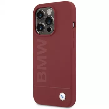 BMW M Collection Silicone Hard Case met MagSafe voor Apple iPhone 15 Pro 6,1 inch rood Big Logo