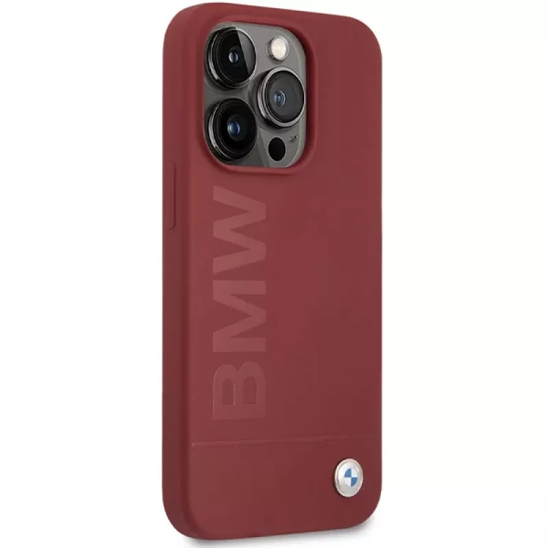 BMW M Collection Silicone Hard Case met MagSafe voor Apple iPhone 15 Pro 6,1 inch rood Big Logo