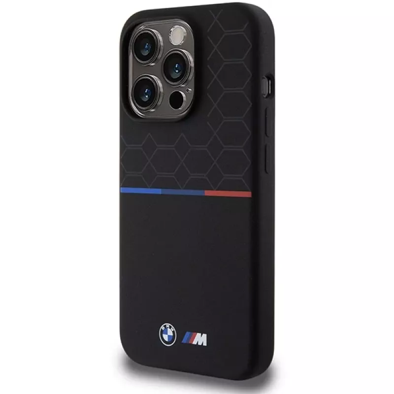 BMW M Silicone Pattern MagSafe Hard Case voor Apple iPhone 15 Pro 6,1 inch - zwart