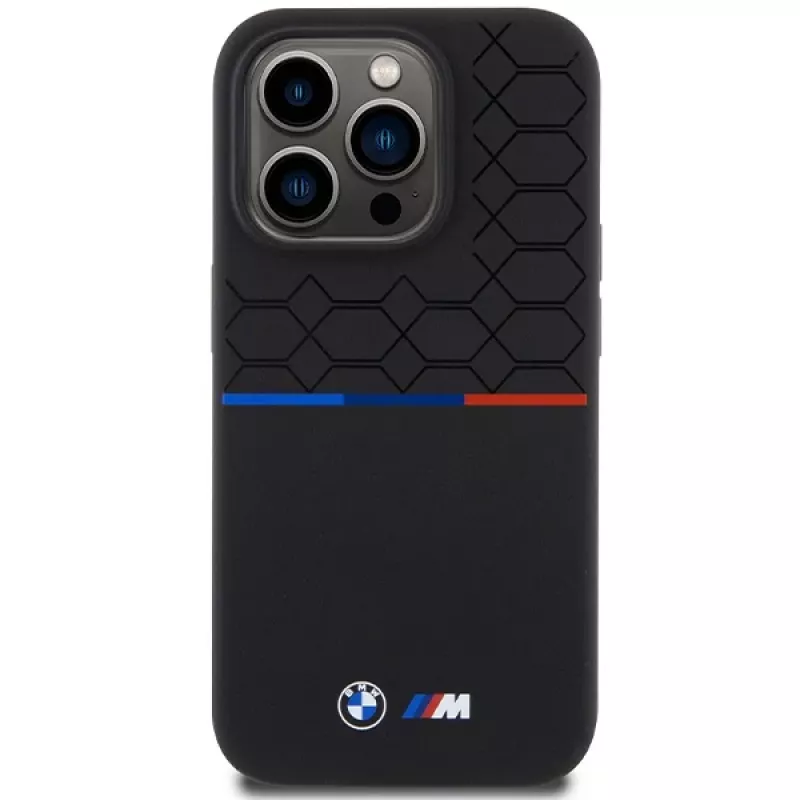 BMW M Silicone Pattern MagSafe Hard Case voor Apple iPhone 15 Pro 6,1 inch - zwart