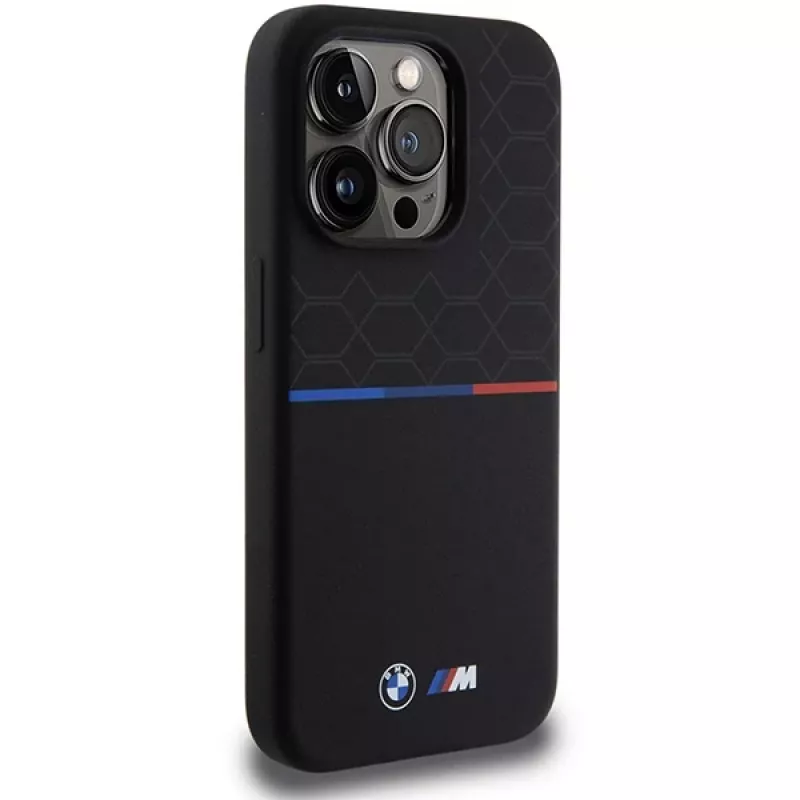 BMW M Silicone Pattern MagSafe Hard Case voor Apple iPhone 15 Pro 6,1 inch - zwart