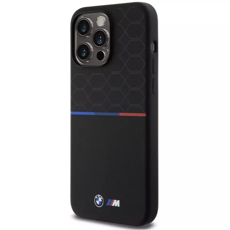 BMW M Silicone Pattern MagSafe Hard Case voor iPhone 15 Pro Max 6,7 inch zwart