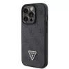 GUESS PU 4G Strass Triangle Metal Case + strap voor iPhone 15 Pro zwart