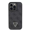 GUESS PU 4G Strass Triangle Metal Case + strap voor iPhone 15 Pro zwart
