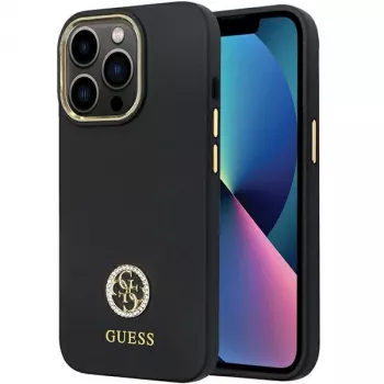 Guess GUHCP13LM4DGPK iPhone 13 Pro / 13 Hardcase siliconen Logo Strass 4G zwart
