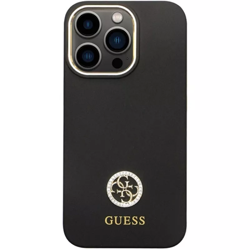 Guess GUHCP13LM4DGPK iPhone 13 Pro / 13 Hardcase siliconen Logo Strass 4G zwart