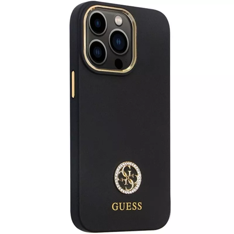 Guess GUHCP13LM4DGPK iPhone 13 Pro / 13 Hardcase siliconen Logo Strass 4G zwart