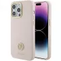 Guess GUHCP15XM4DGPP iPhone 15 Pro Max 6,7 inch roze silicone hardcase met strass logo 4G