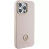 Guess GUHCP15XM4DGPP iPhone 15 Pro Max 6,7 inch roze silicone hardcase met strass logo 4G