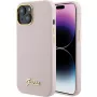 Guess GUHCP15SSMBSLP Silicone Script Metal Logo & Frame Hard Case voor Apple iPhone 15 / 14 / 13 6,1 inch - roze