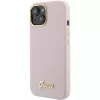 Guess GUHCP15SSMBSLP Silicone Script Metal Logo & Frame Hard Case voor Apple iPhone 15 / 14 / 13 6,1 inch - roze